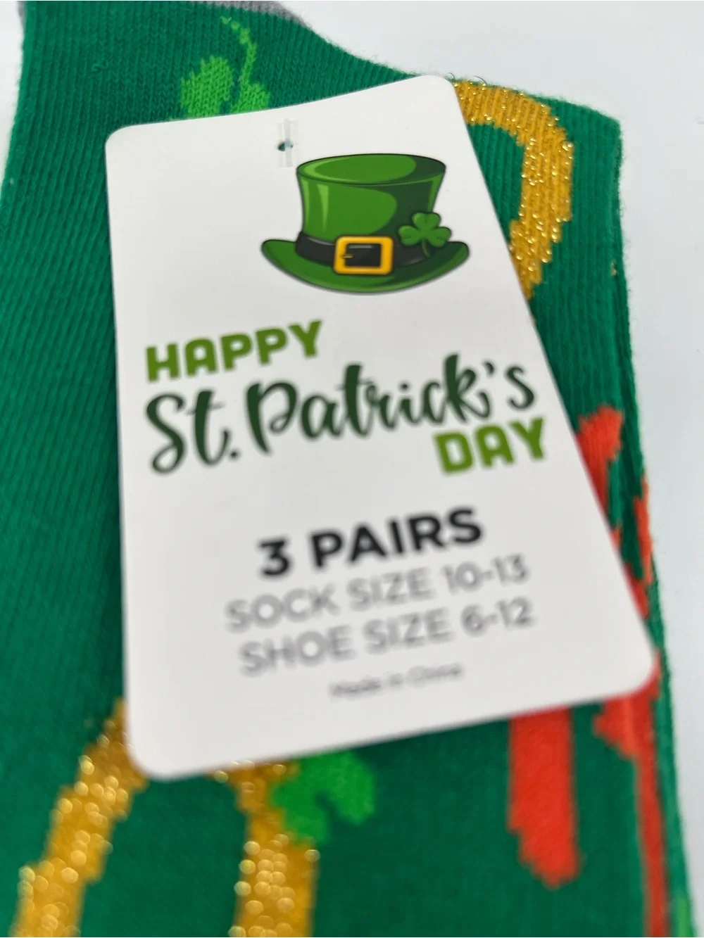 Women’s St Patrick’s Day Green Novelty Socks - 3 Pairs